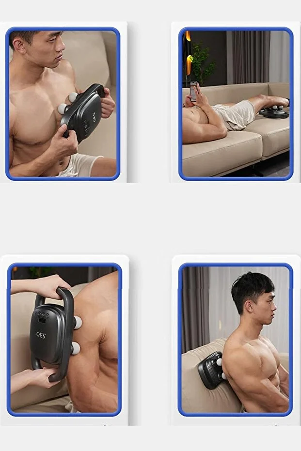 Relax Gürültüsüz 4 Başlıklı Masaj Tabancası Ergonomik Derin Doku Sırt Ve Boyun Masaj Tabancası